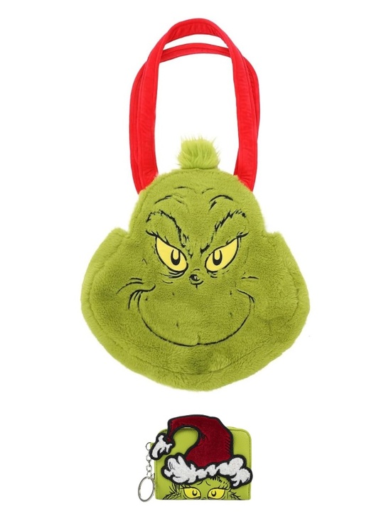 Bioworld Handbags - Dr. Seuss’ The Grinch Plush Tote Bag & Wallet Set - Officially Licensed